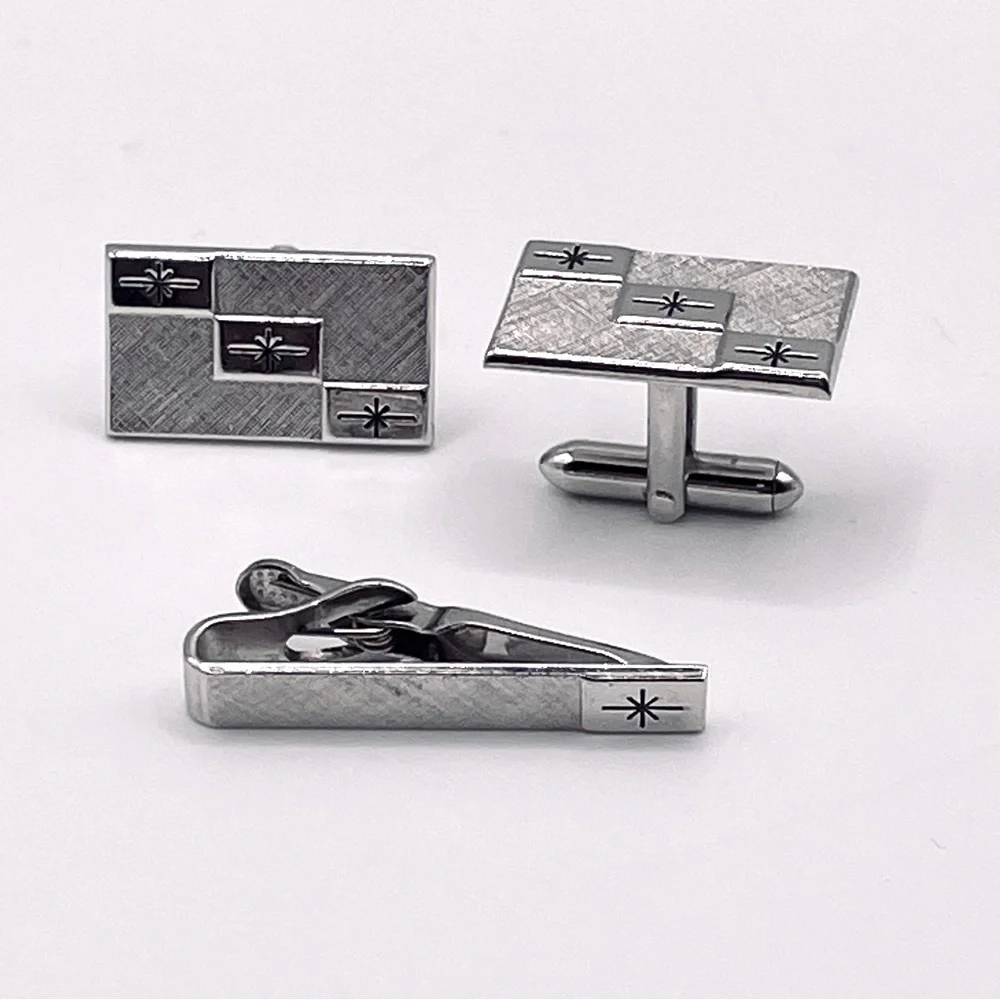 Vintage Swank Sleeve cufflink and tie clip (3 pieces)